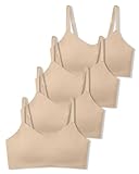 SALIA GIRL Training Bras for Girls with Soft Fixed Padding, Seamless Sports Girls Bras 10-12 Years Old, Adjustable Strap Design, Warm Beige, M