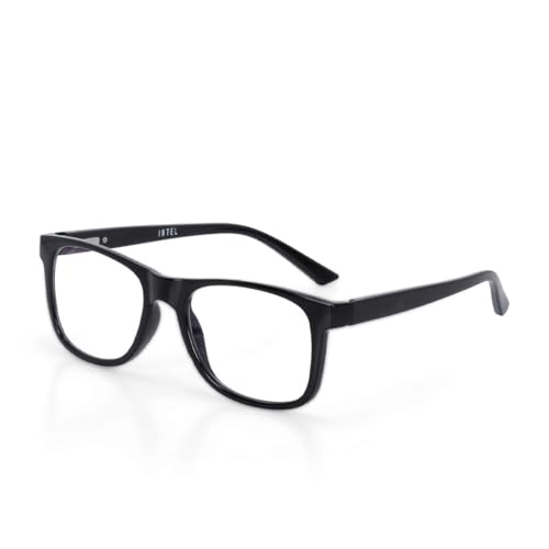 Intellilens | Zero Power Blue Cut Computer Glasses | Anti Glare, Lightweight & Blocks Harmful Rays | UV Protection Specs | For Men & Women | Black | Navigator| Medium