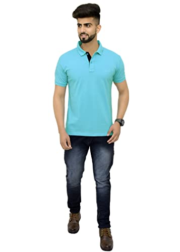Image of 3BROS Men's Cotton Blend Half Sleeve Regular fit Comfortable Polo Neck T-Shirt (Pack of 1)