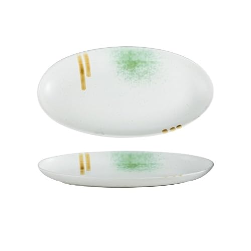 GFHTRELY Dinner Tray Japanese Fish Plate Ceramic Fish Plate Household Tableware Rectangular Plate Dinner Plate(C)