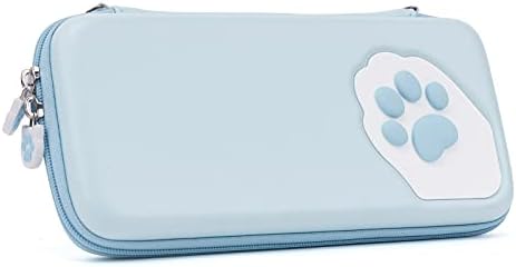 Geekshare Blue Cute Cat Paw Case Compatible with Nintendo Switch/Switch OLED - Portable Hardshell Slim Travel Carrying Case fit Switch Console & Game Accessories - A Removable Wrist Strap (Blue)