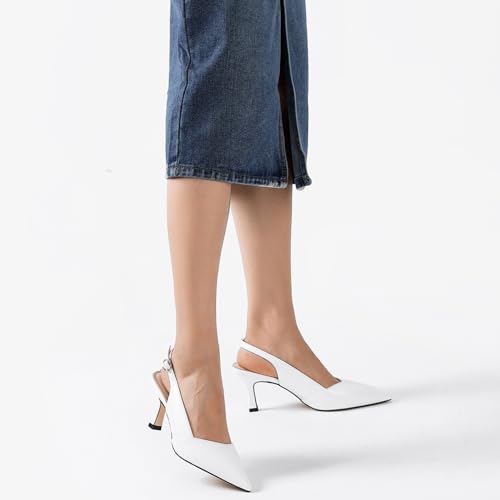 Image of Mostrin Kitten Heels for Women Slingback Pointed Closed Toe Heels Women's Pumps Shoes for Wedding, Party, Commuting