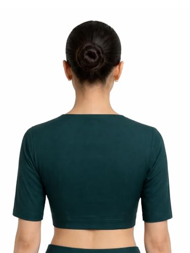 Image of Thevasa Women's Everyday Divine Depth V Neck Half Sleeves Blouse