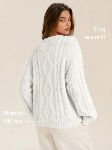 Image of Trendy Queen Women's Oversized Cable Knit Sweaters 2026 Fall Outfits | Quiet Luxury Style, Chunky Knit Texture, Winter Holiday Outfit, Easy Layering Piece, Fall Fashion Staple