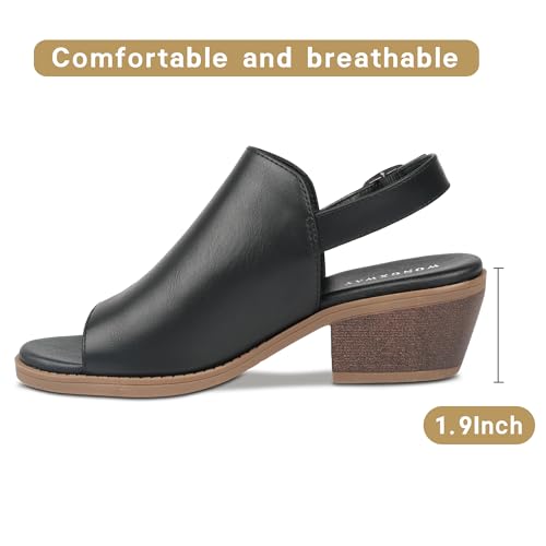 Wide Foot Heels for Women,Low Chunky Heel Sandals,Open Toe Ankle Strap Shoes,Comfortable Dress Heels3