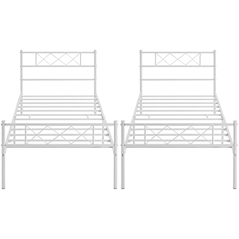 Yaheetech 3ft Metal Bed Frame with Headboard Cover