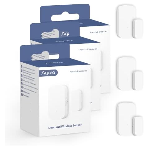 Aqara Door and Window Sensor Kit - 3pcs (Aqara Hub is Required), Zigbee, Wireless Mini Contact Sensor for Alarm System and Smart Home Automation, Compatible with Apple HomeKit, Alexa, Works With IFTTT Cover
