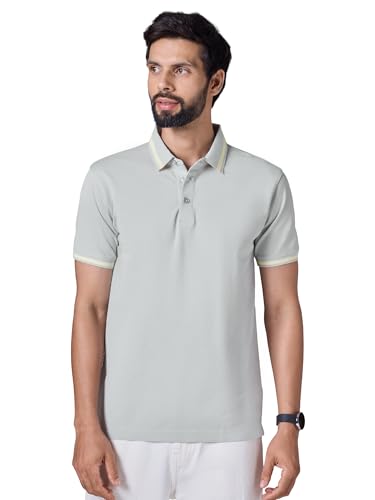 Image of XYXX Men's Apex Mercerized Cotton Striped Collar Pique Polo T-Shirt
