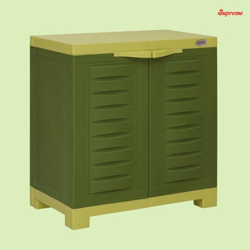 Image of Supreme chairs Fusion-01 Plastic Storage Cabinet | Compact & Multipurpose Storage Solution | Waterproof, Durable & Lightweight | Ideal for Home, Office & Garage | Green and Yellow
