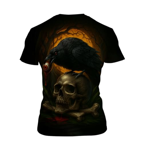 Blissboy Funny Skull Graphic T-Shirt Novelty Short Sleeve Crewneck Shirt