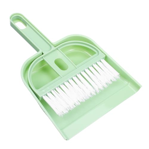 BUGUUYO ペット用ケージ掃除ブラシとダストパン 多機能素材製 鳥かご 犬ケージ対応 片手で使える丈夫な小型清掃ツール 北欧グリーン
