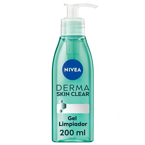 NIVEA Derma Skin Clear Gel Limpiador (150 ml), limpiador facial para pieles propensas a imperfecciones con fórmula vegana, limpiador de poros