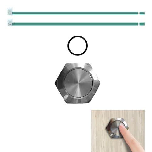 Bouton-Poussoir Ultra-Plat en Acier Inoxydable, Étanche et Résistant aux Intempéries, Diamètre de Montage 19 mm, Fonctionnement Flexible 6-24 V CA/DC, pour...
