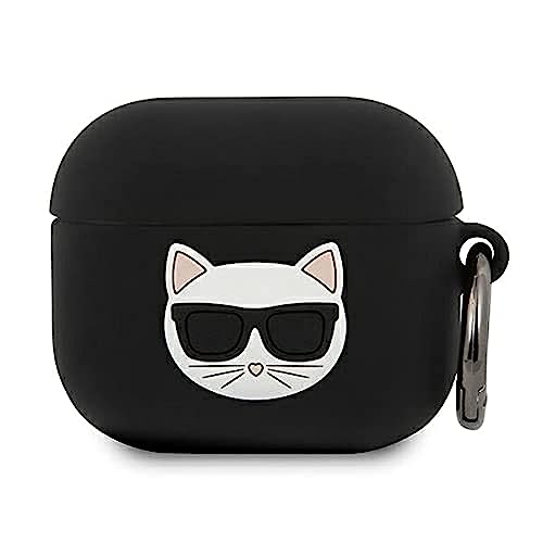 Strato in silicone posteriore Karl Lagerfeld Klaca3silchbk Airpods 3 Cover Preto/Preto Choupette