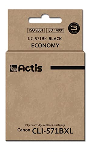 Actis KC-571Bk Black Ink Cartridge for Canon Printer (Canon CLI-571Y Replacement) Standard