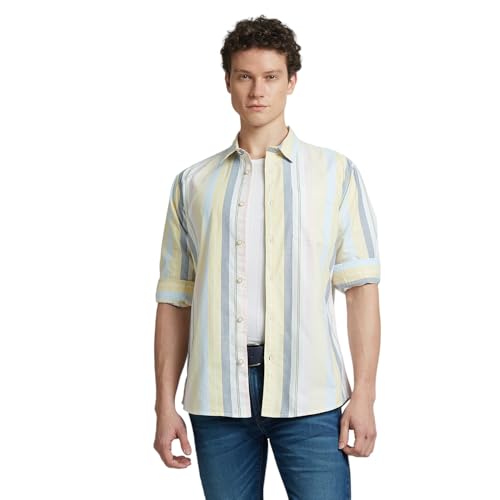 Image of Pepe Jeans Men's Casual Shirt | Striped Shirt for Men| Regular Fit | Vertical Stripes | Full Sleeve | Available in Plus Size