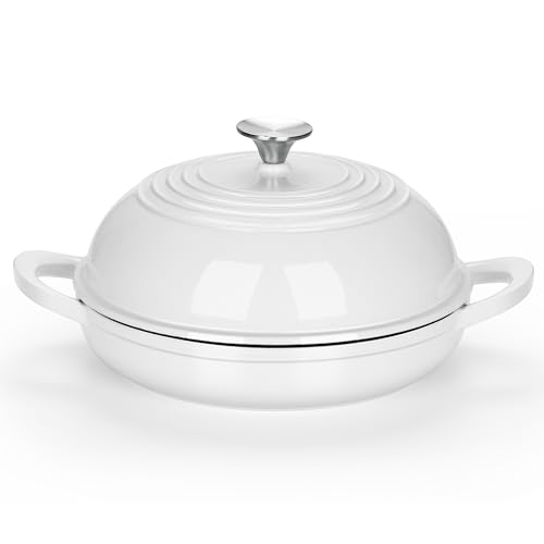 E-far Horno holandés de hierro fundido esmaltado, color blanco