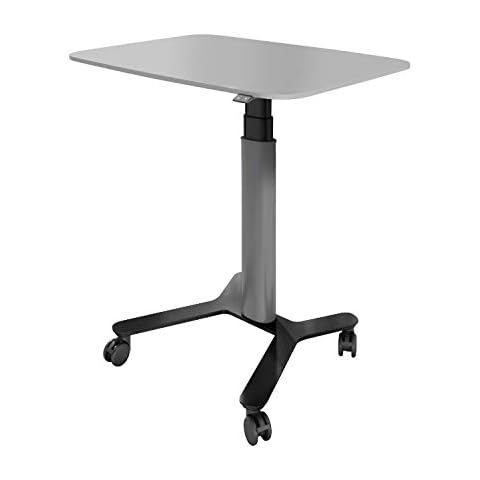 ESMART EAX-131 BG 90 x 60 cm Hellgrau Ergonomischer Steh-Sitz-Pult-Schreibtisch Stufenlos elektrisch höhenverstellbar 65-130 cm mobiles Stehpult rollbar Cover