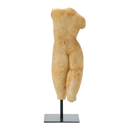 Creative Co-Op Resin Female Body Figure on Metal Stand, Plaster Finish, Natural