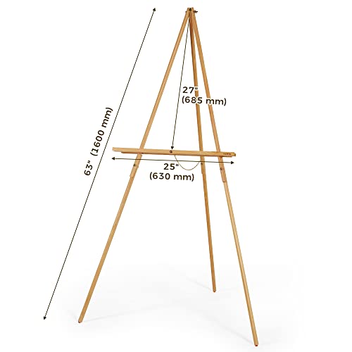 VISWIN 63" Gold Easel Stand for Wedding Signs Adjustable Wooden Display Easel with Holder - Image 3