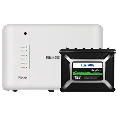 Image of Luminous Inverter & Battery Combo for Home, Office & Shops | iCon White 1100 Inverter with AmpBox Gel Battery | Fast Charging, 3hr Backup, Maintenance-Free | Warranty: 36 & 60 Months