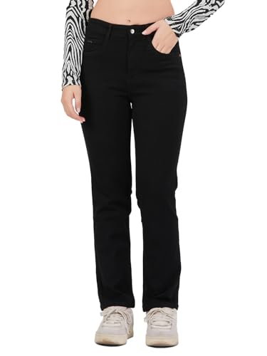 Image of FCK-3 Stretchable Denim High Rise Straight Fit Full Length Classic Jeans for Women