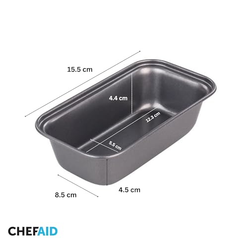 Chef Aid Mini loaf pan, Non-Stick, Rectangular Bread pan, 13.5 x 6.5 x 3.5 cm Ideal for Small breads, Loaves, Cakes and Pastries, for Individual portions and Desserts, Grey - Image 3