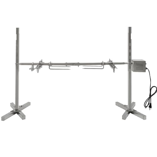 Ongniong Electric BBQ Grill Rotisserie Kit, 53 inch Lamb Spit Rotisserie, 88lbs Capacity Pig Lamb Spit Roaster Stand, Stainless Steel Rotating BBQ Charcoal Spit Rod for Outdoor Party Camping