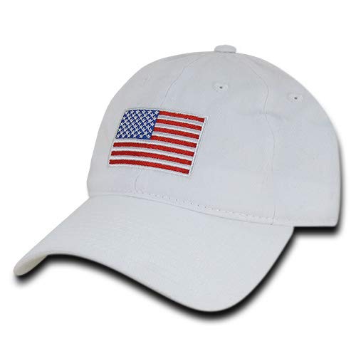 Rapid Dominance American Flag Embroidered Washed Cotton Baseball Cap - Original White