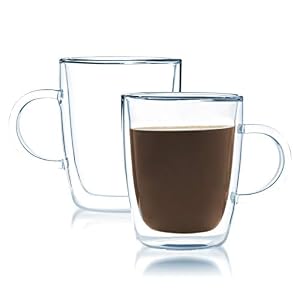 Image of JavaFly Double-walled Clear Glass 12-ounce Coffee Cup (Set of 2)
