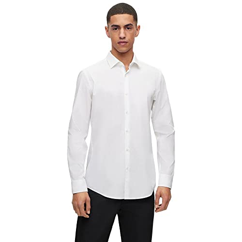 HUGO Herren Koey Slim-Fit Hemd aus bügelleichter Baumwoll-Popeline Weiß...