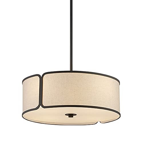 Plafonnier suspendu en tissu de lin beige NAMFHZW à 4 lumières E27