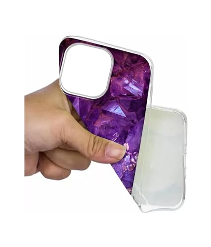 Image of Amazon Brand- Solimo Purpal Stone Printed Silicon Soft TPU Back Case Cover Compatible for Apple iPhone 15 Pro Max