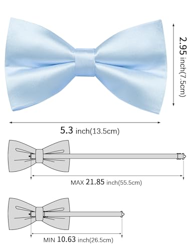 Image of Solid Color Bow Ties for Men Silk Pre-tied Tuxedo Bowtie Set 4PCS | Pre-tied in 3 seconds,adjustable 4PCS bow tie and pocket square cufflinks lapel pin set,wedding,formal,party,prom,graduation