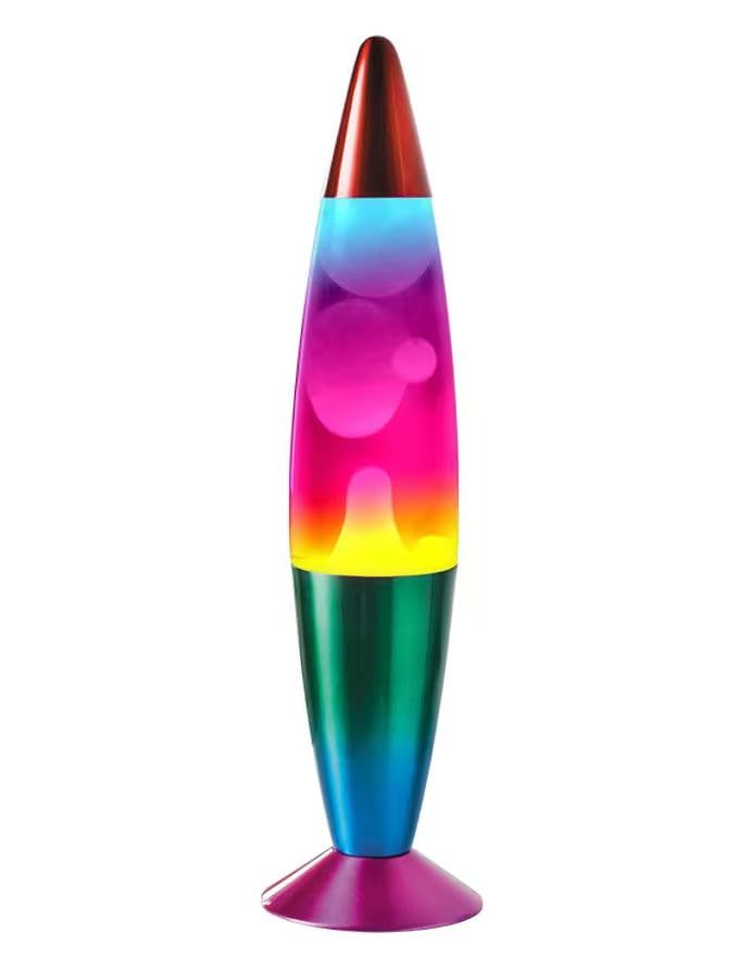 DWD 16 Inch Lamp for Relaxation Peace Liquid Motion Rocket Novelty Desk Lamp Retro Nostalgia Relaxing Mood Light Smooth Slow Motion Wax Therapeutic Sensory (Rainbow)