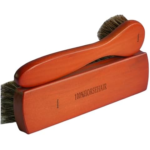 Yashong 2 Pcs Horsehair Shine Shoes Brush Kit Polish Cleaning Leather Shoes Boots Care Brushes Cover