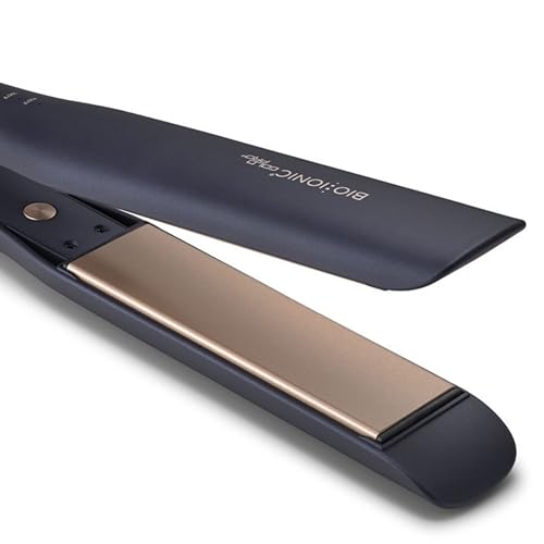 Image of Bio Ionic GoldPro Hair Straightener, Blue, Moisturizing Heat Technology & 24K Gold MX, Hair Straightening Iron for Sleek Styles & Flat Iron Curls, 40% Longer Plates, Adjustable Heat