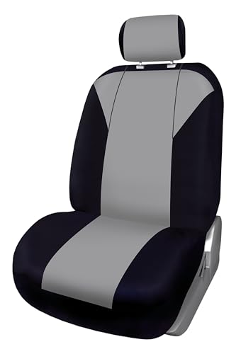 +PWR Car Parts Fundas de Asiento Delantera Universal Torino Gris y Negra. Airbag Compatible. Completo para 1 Asiento. Fabricada en Polyester