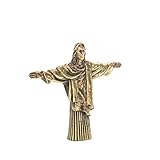 Jesus Christ The Redeemer - Small Brass Statue of Jesus - Reminder of Faith, Talisman for Your car Dash or Work Space
