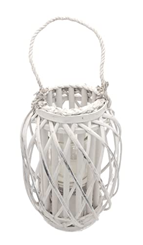 BURI Bambusholz Laterne 30 cm mit Glaseinsatz und Henkel Kerzenhalter Deko Windlicht