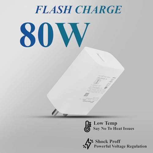 Image of Vivo Original 80W Flash Type-C Charger Compatible with Vivo V30, V29, V27, V25, V23E, V23 Pro, T1, T2, T3, T3X, V21 5G, Y200, Y18, Iqoo 12, Z9X, Neo 9 Pro,7 Pro, Z7, Z7S, Z6 Lite, 11, Z6 80w