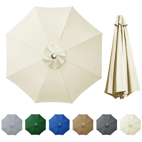 wiipara Sonnenschirm Ersatzbezug 3m Durchmesser 8 Streben Beige