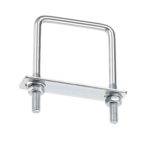 MACHSWON Square U-Bolt,1 Set Carton Steel M8 U Bolts 70mm(2-3/4") Inner Width 120mm Length with Nuts and Frame Plate for Automobiles Boat Trailer