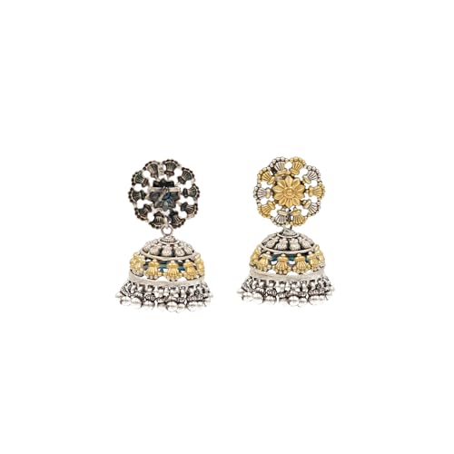 Sangeeta Boochra 925 Sterling silver gold plated Jhumki|Fine Jewellery for Women & Girls | Certificate of Authenticity and 925 Stamp | Handcrafted - Image 3