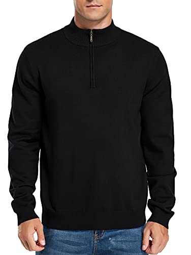 NITAGUT Mens Slim Fit Quarter Zip Mock Neck Polo Sweater Casual Long Sleeve Sweater and Turtleneck Pullover3