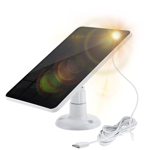 Irishom Panel solar para cámara de seguridad IP6 impermeable Potencia continua ajustable de 360 grados con paneles solares de carga de 10 W 5 V con puerto tipo C/Cable de carga de 9.8 pies