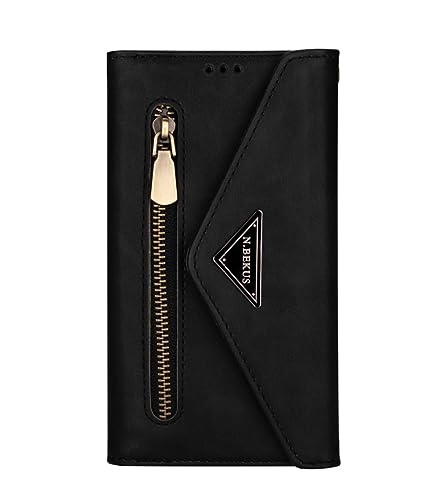 Étui portefeuille en cuir noir avec cordon pour Samsung Galaxy S23 Ultra