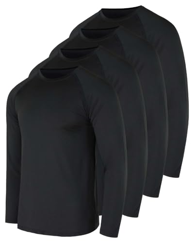 Real Essentials 4 Pack: Men's Compression Long-Sleeve T-Shirt Athletic Cold Weather Baselayer (Available in Big & Tall)