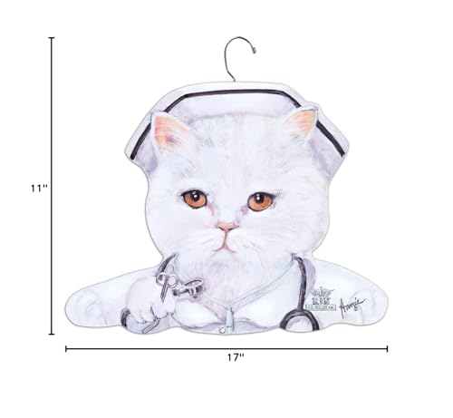 Stupell Home Décor Nurse White Cat Hanger, 17 x 0.4 x 11, Proudly Made in USA