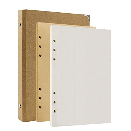 AiYoYo A5 Ringbuch Ordner mit Refill Leere Papier 80 Blätt(120g/m²), 6 ringe Ringordner Nachfüllbar Skizzenbuch Kraft binder für Notizen Skizze Malerei 235*175mm Cover